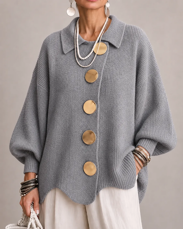 Stefania | Cardigan Oversize con Collo e Bottoni Metallici