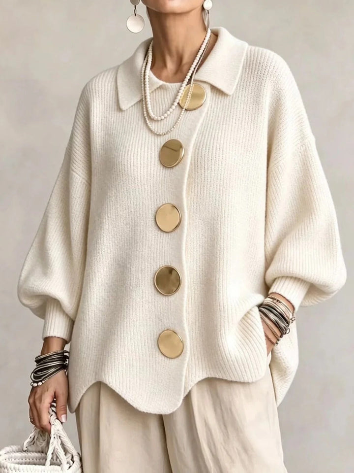 Stefania | Cardigan Oversize con Collo e Bottoni Metallici
