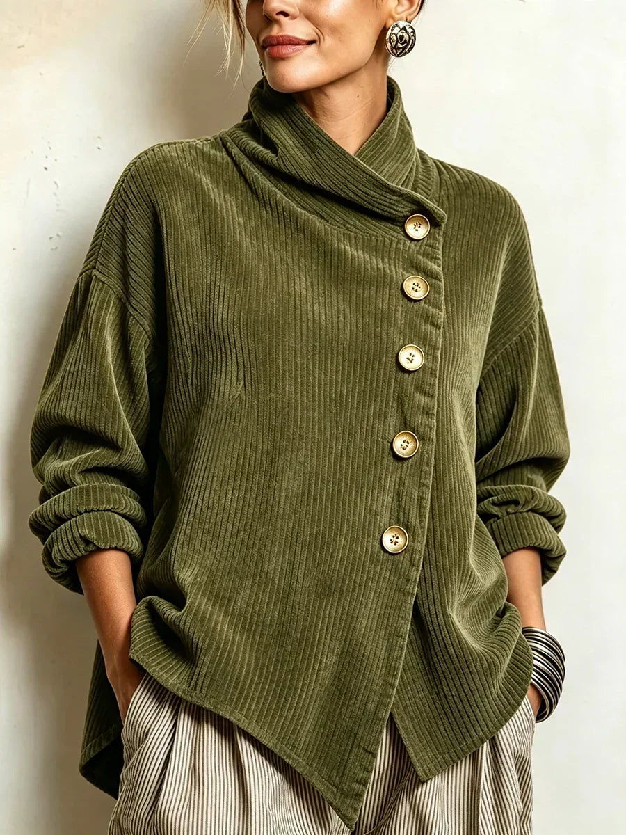 Olivia | La Camicia in Velluto a Coste Verde Oliva