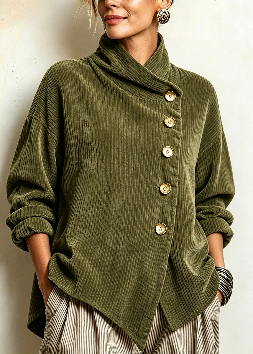 Sylvie – Giacca Oversize con Collo Avvolgente e Bottoni