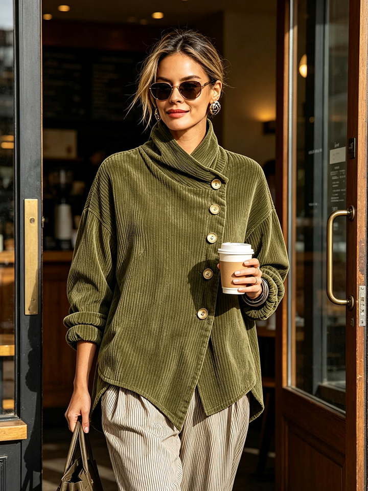 AMBER | Camicia in velluto a coste con bottoni