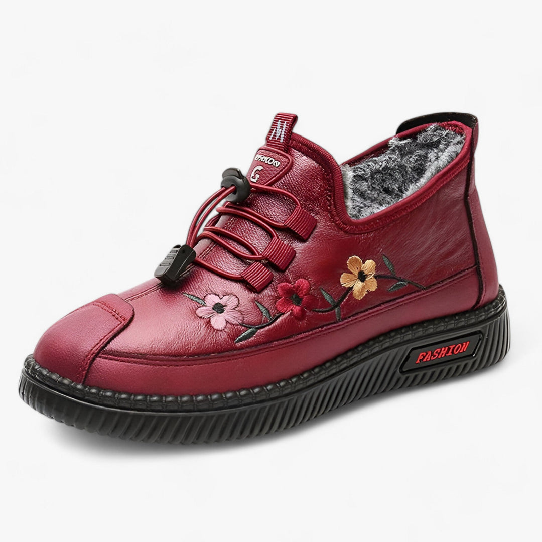 Inés™ | Pantofole in Pelle Foderate con Lacci Elastici