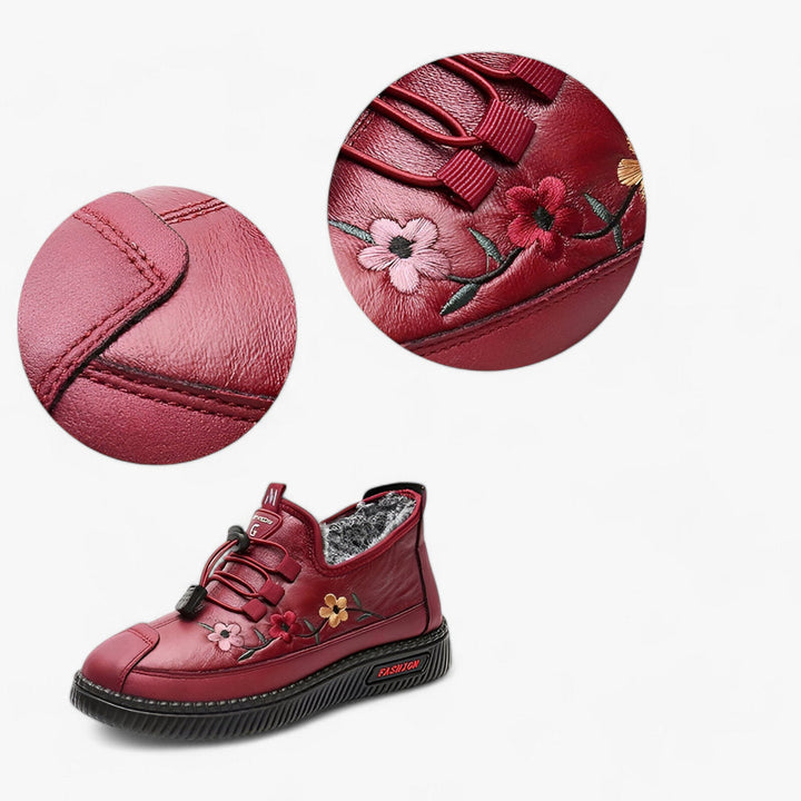 Inés™ | Pantofole in Pelle Foderate con Lacci Elastici