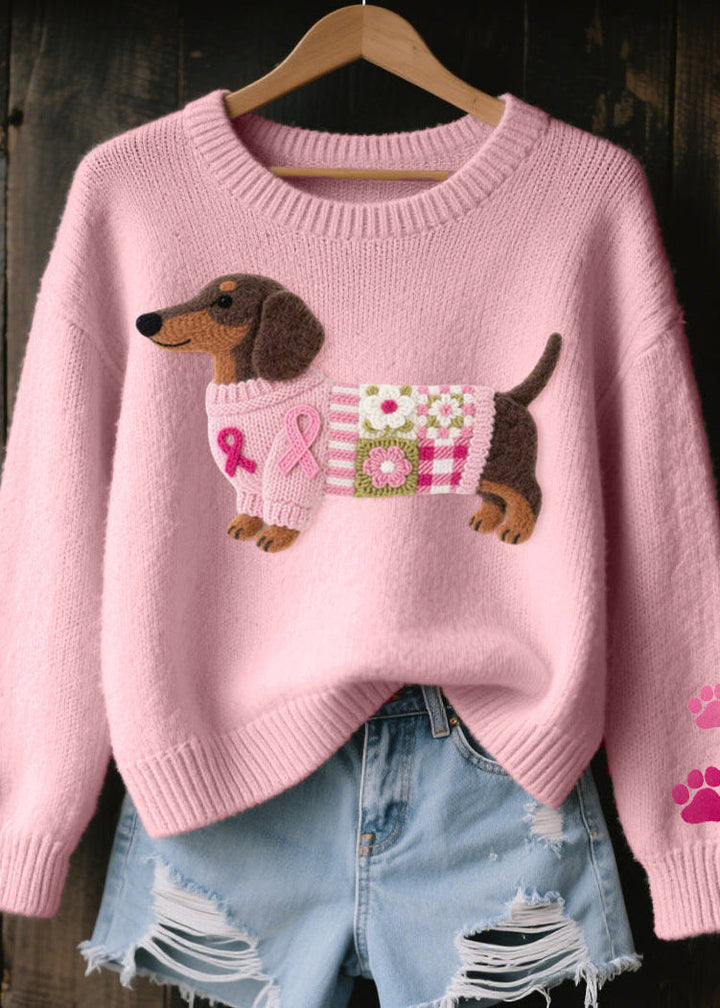 NINA | Maglione lavorato a maglia con ricamo di bassotto