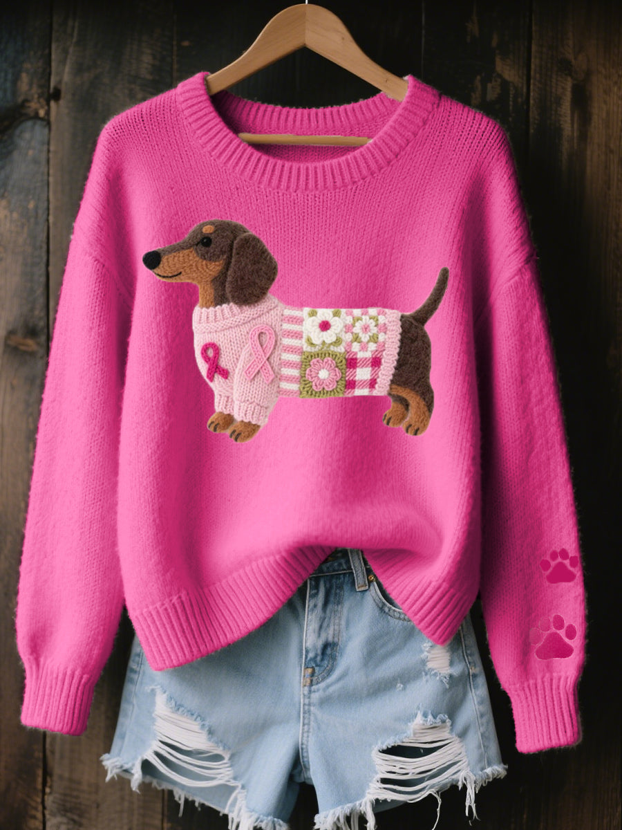 NINA | Maglione lavorato a maglia con ricamo di bassotto