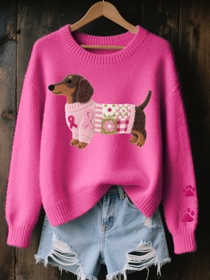 NINA | Maglione lavorato a maglia con ricamo di bassotto