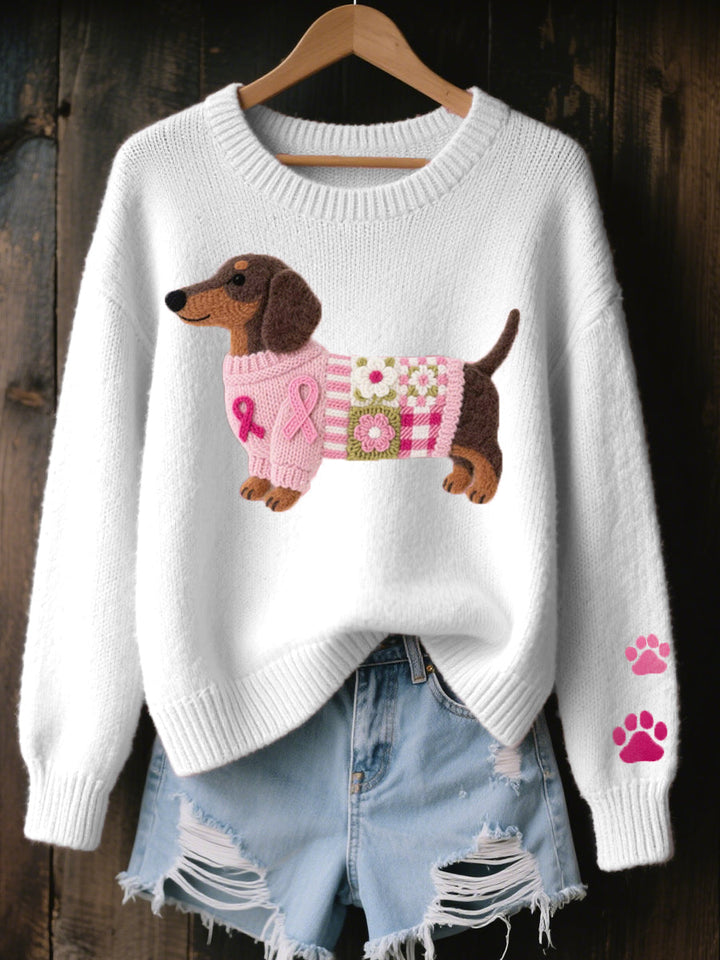 NINA | Maglione lavorato a maglia con ricamo di bassotto