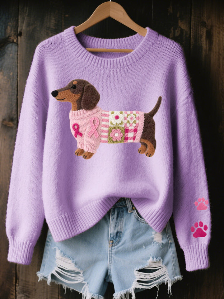 NINA | Maglione lavorato a maglia con ricamo di bassotto
